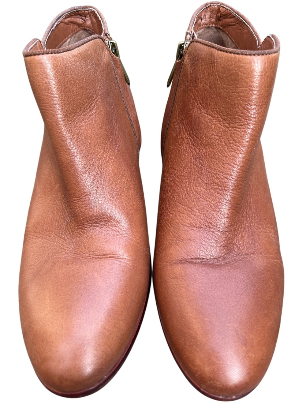 Sam Edelman PETTY Leather Ankle Boots Cognac Brown Western Booties Size 8.5 - Picture 2 of 15
